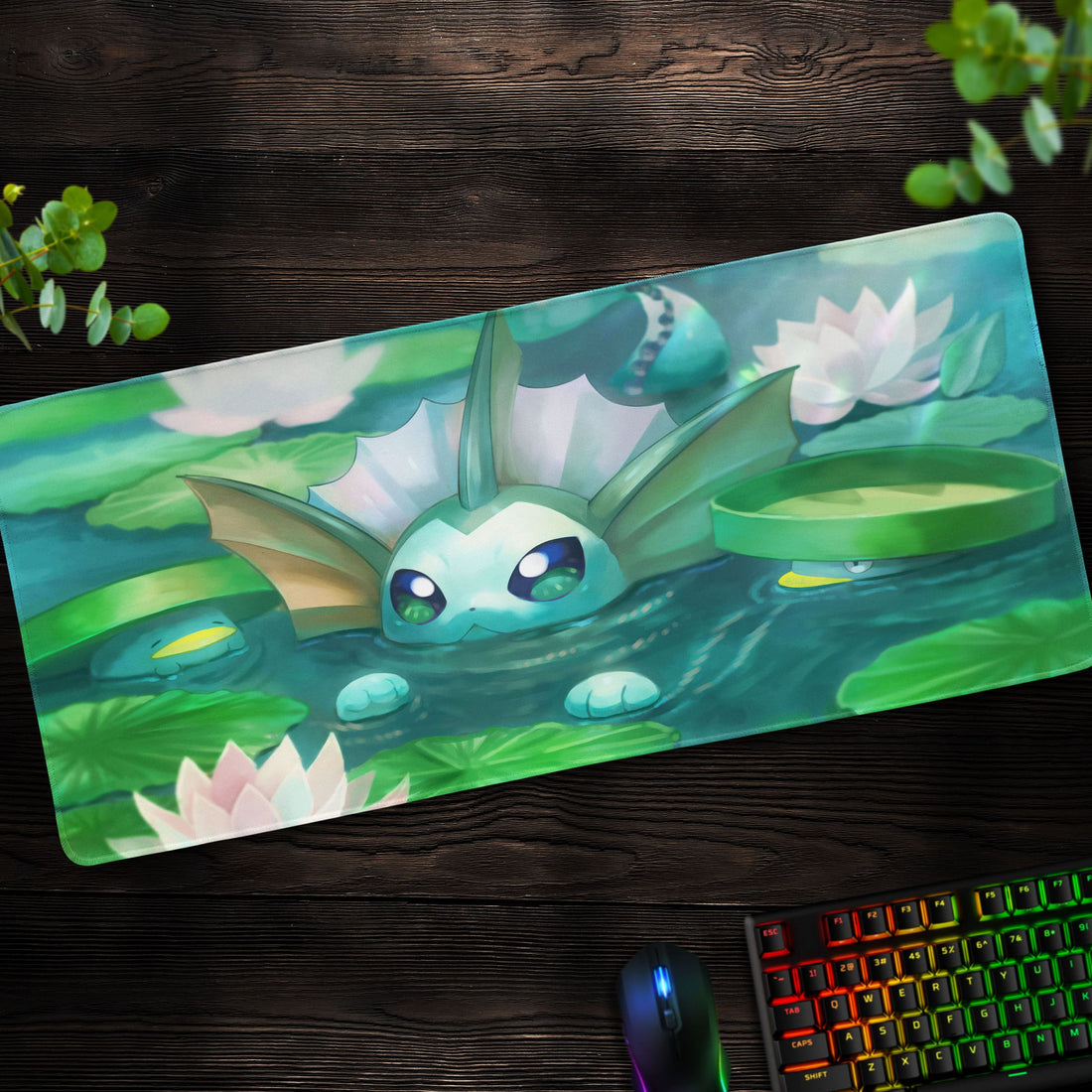 Vaporeon Water Lily Desk Mat, Pokémon Mouse Pad