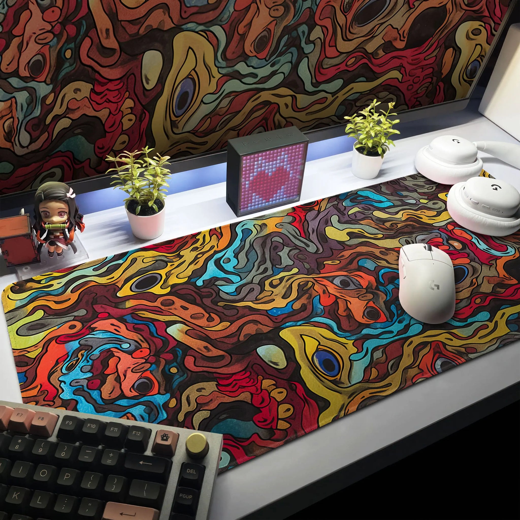 Psychedelic Vibes Desk Mat, Abstract Colorful Mouse Pad - Cocoon Markt