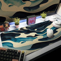 Navy and Cream Abstract Desk Mat, Wave Pattern Mouse Pad - Cocoon Markt