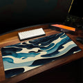 Navy and Cream Abstract Desk Mat, Wave Pattern Mouse Pad - Cocoon Markt