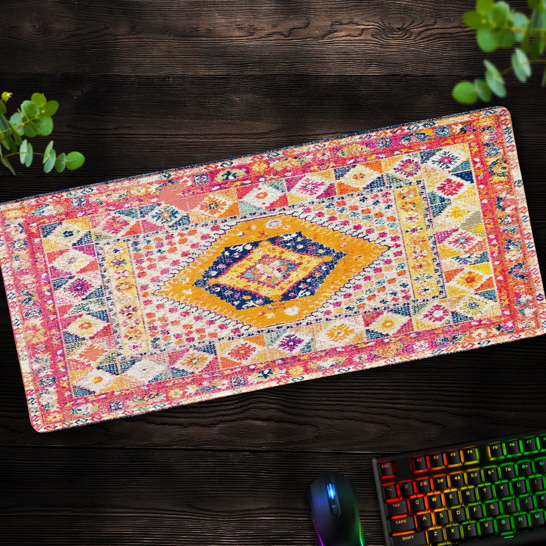 Bright Bohemian Desk Mat, Colorful Pattern Mouse Pad - Cocoon Markt