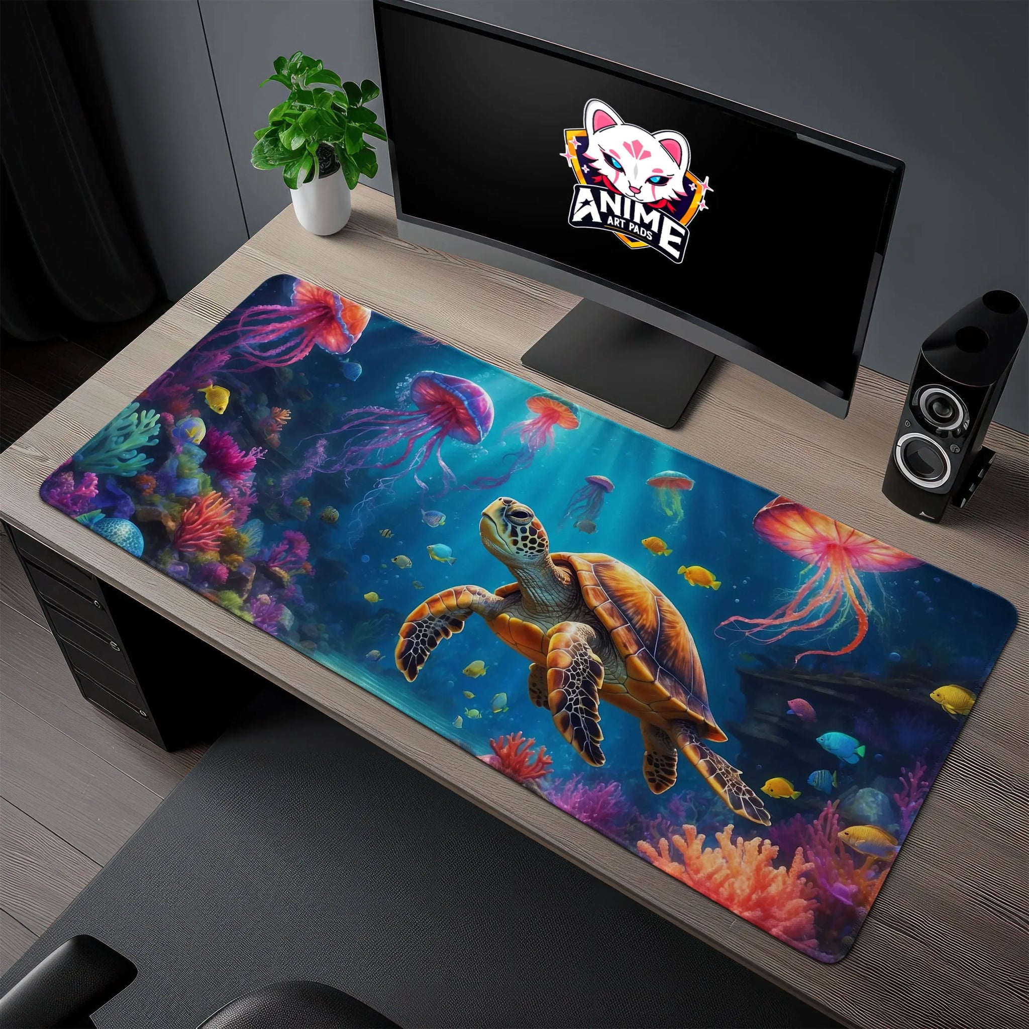 Underwater Paradise Desk Mat, Sea Turtle Mouse Pad - Cocoon Markt