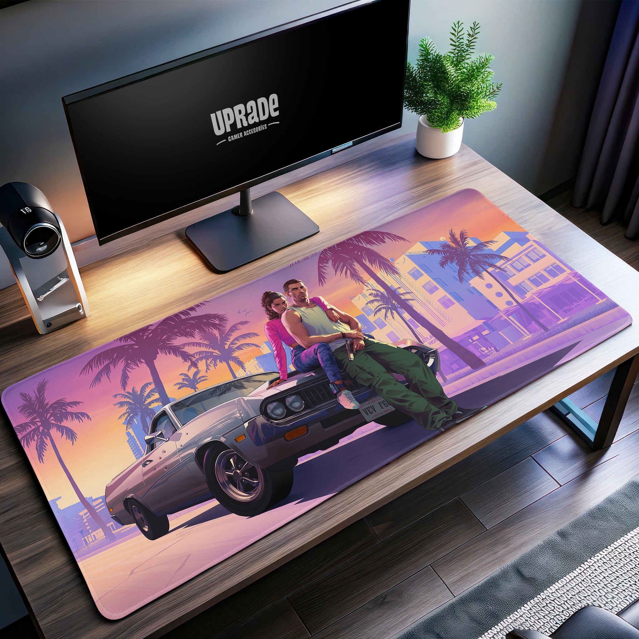 Vice City Duo Desk Mat, GTA Vibes Mouse Pad