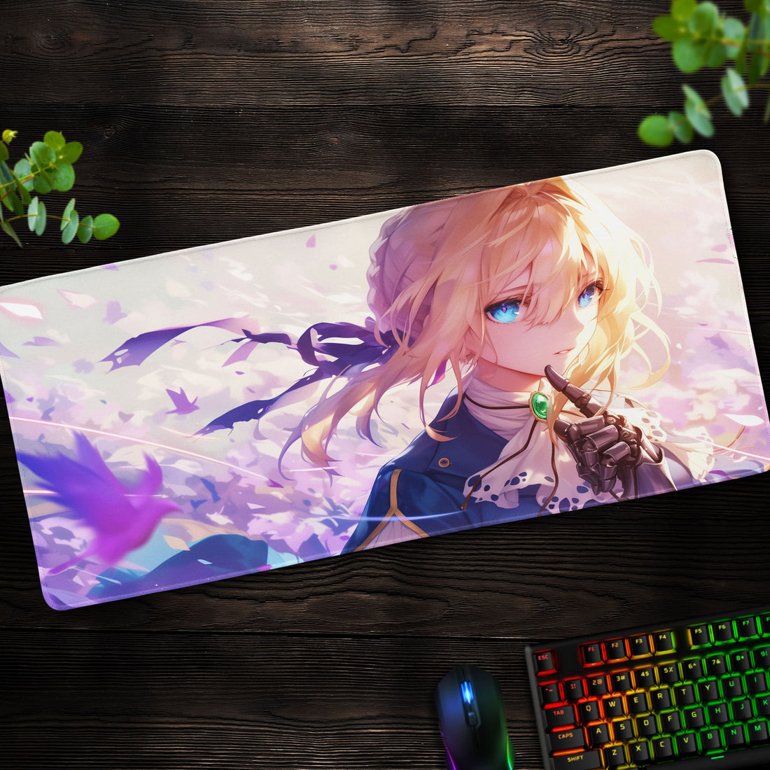 Violet Evergarden Desk Mat, Elegant Anime Mouse Pad