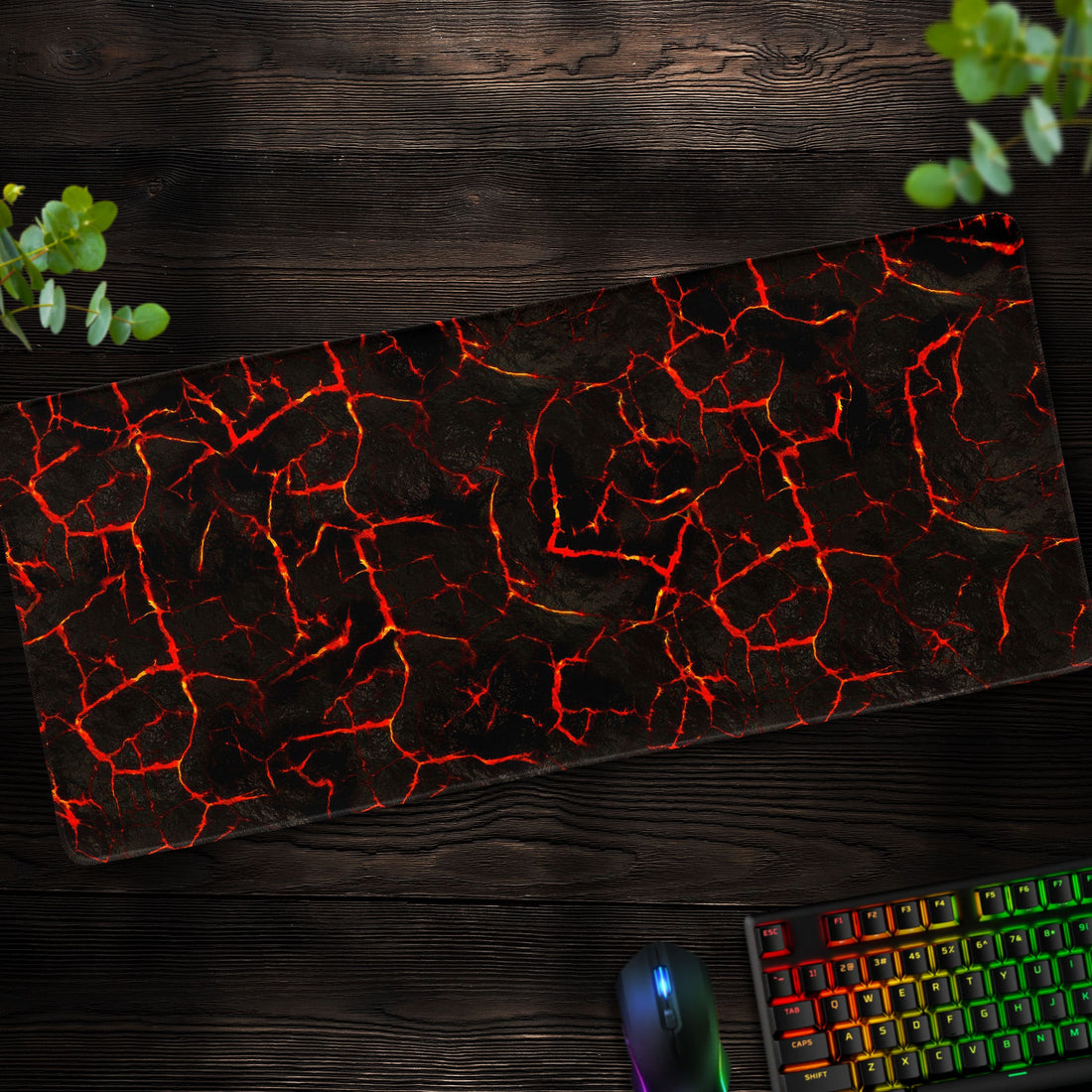 Molten Lava Desk Mat, Volcanic Crack Mouse Pad