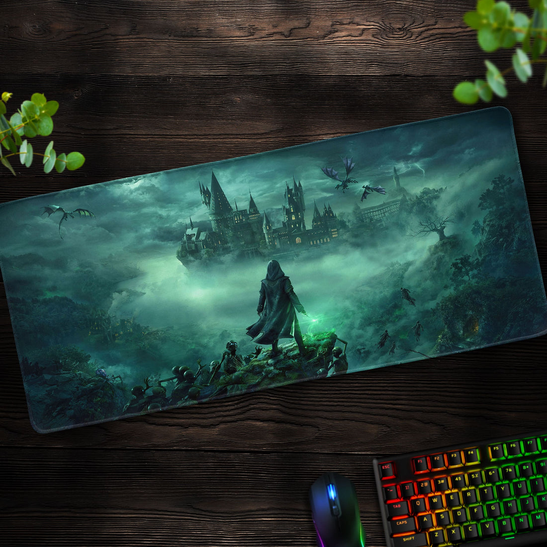 Hogwarts Dark Fantasy Desk Mat, Wizardry Castle Mouse Pad