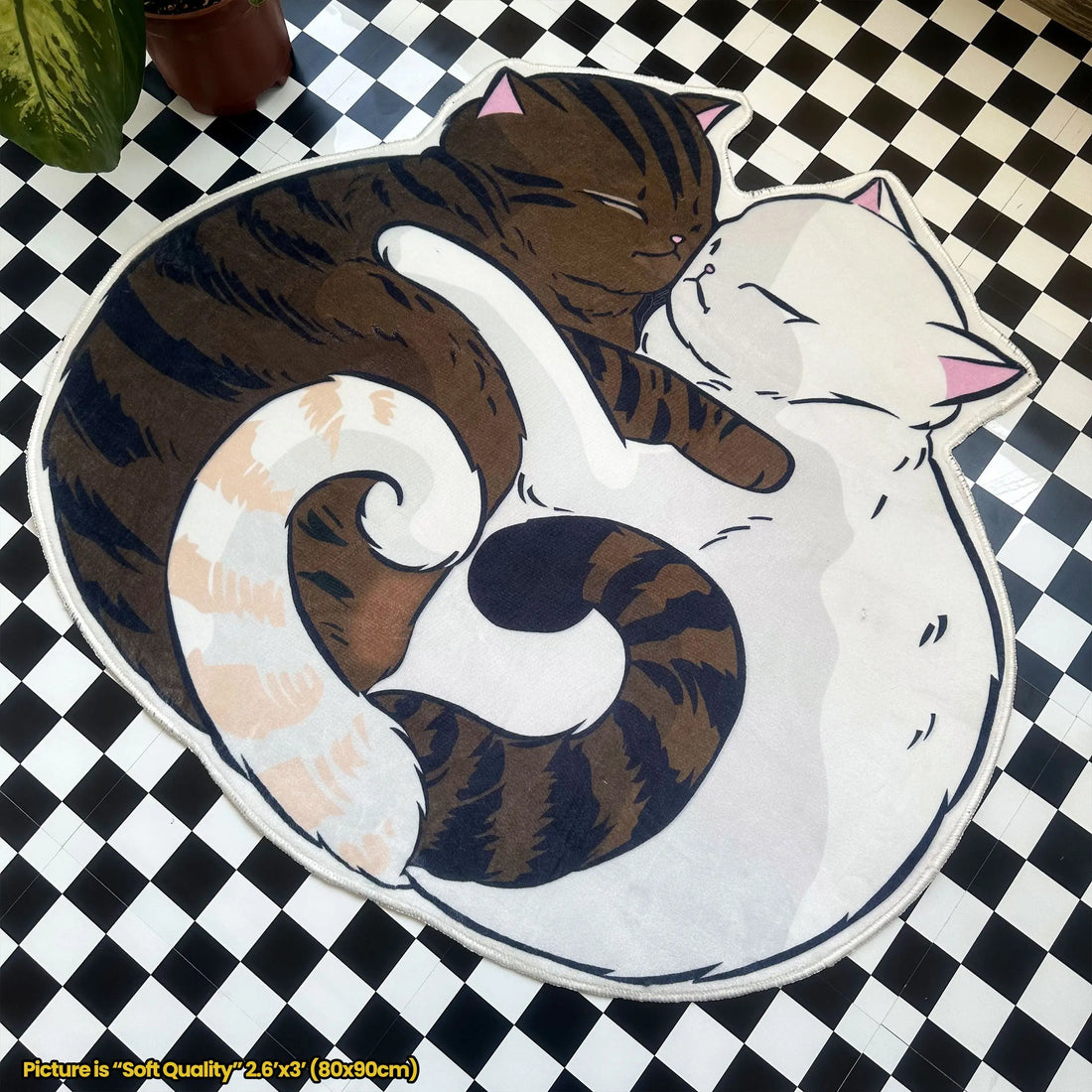 Yin Yang Cat Rug, Cozy Decorative Carpet