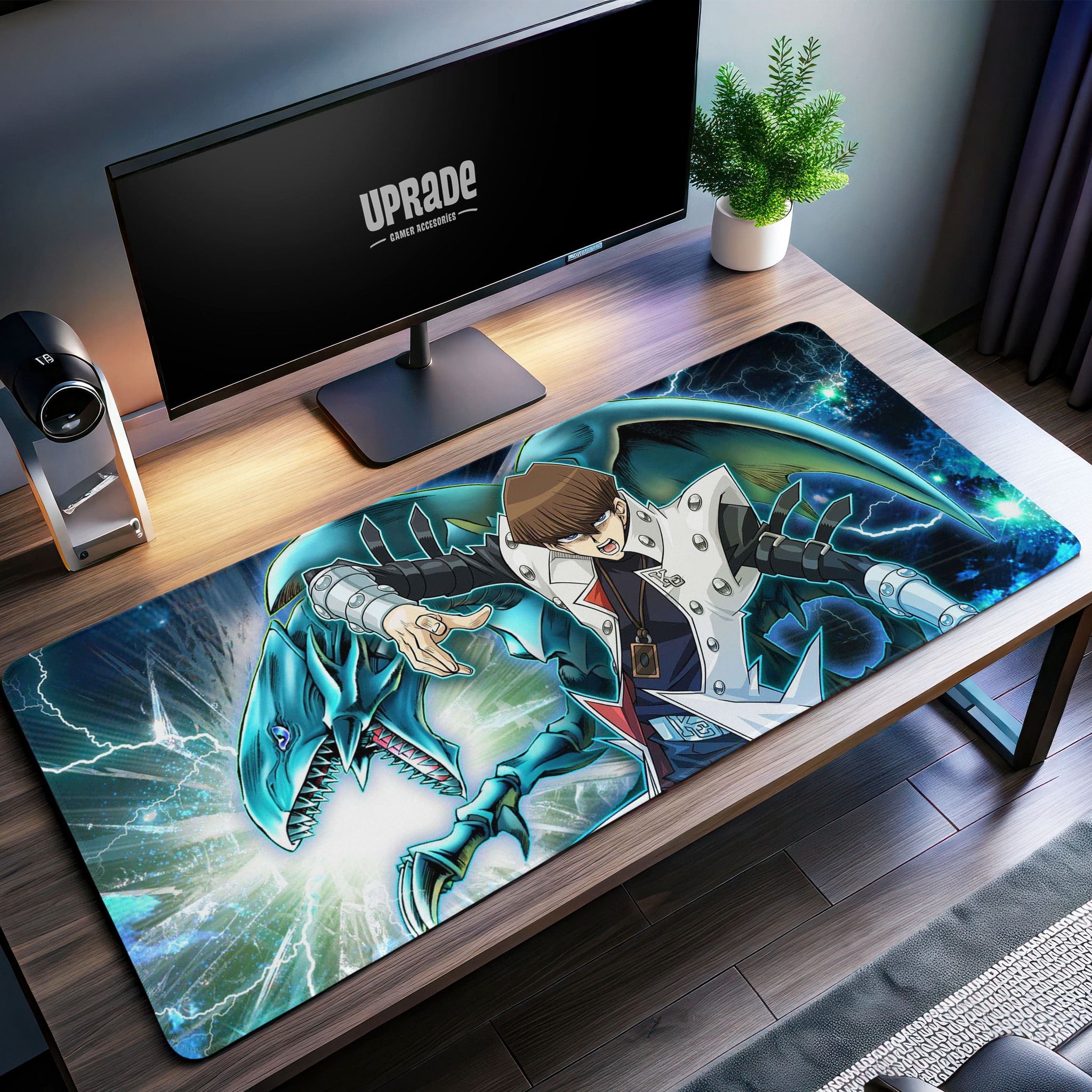 Seto Kaiba Blue-Eyes White Dragon Desk Mat, Anime Mouse Pad