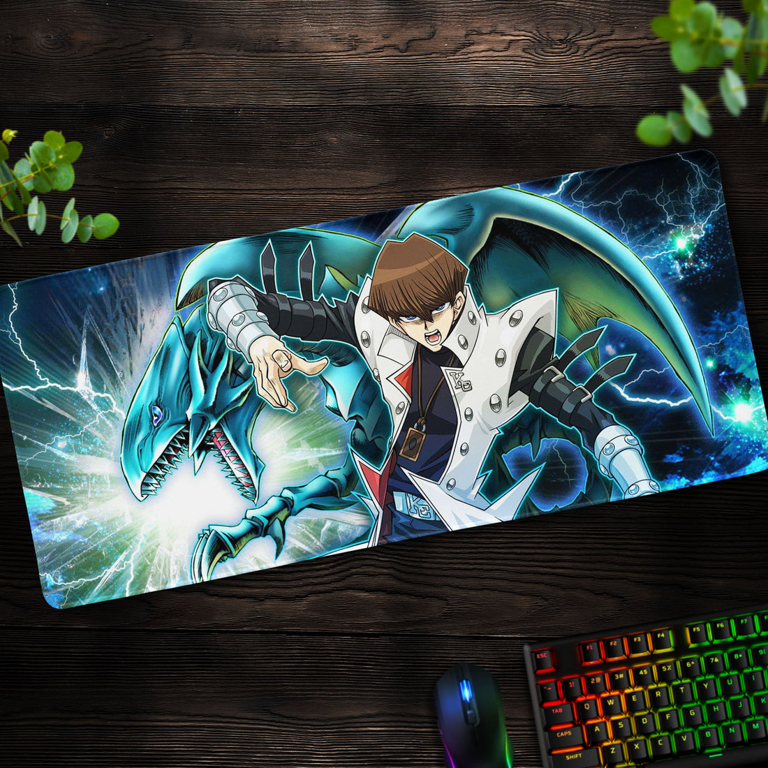 Seto Kaiba Blue-Eyes White Dragon Desk Mat, Anime Mouse Pad