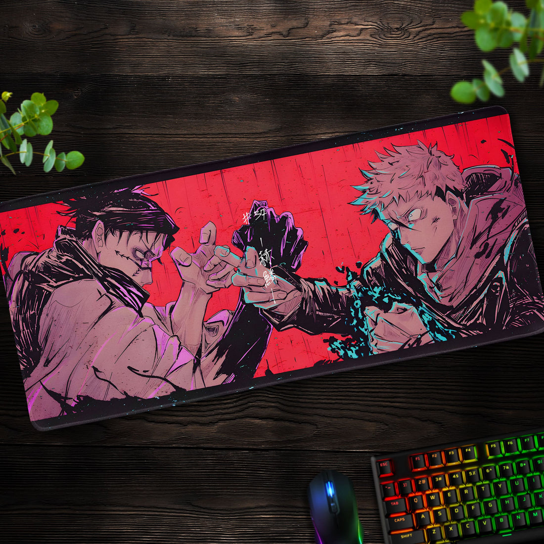 Yuji vs Sukuna Desk Mat, Jujutsu Kaisen Mouse Pad