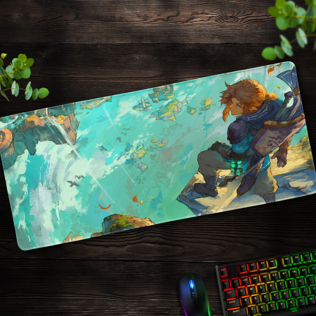 Link’s Skyward Adventure Desk Mat, Zelda Fantasy Mouse Pad