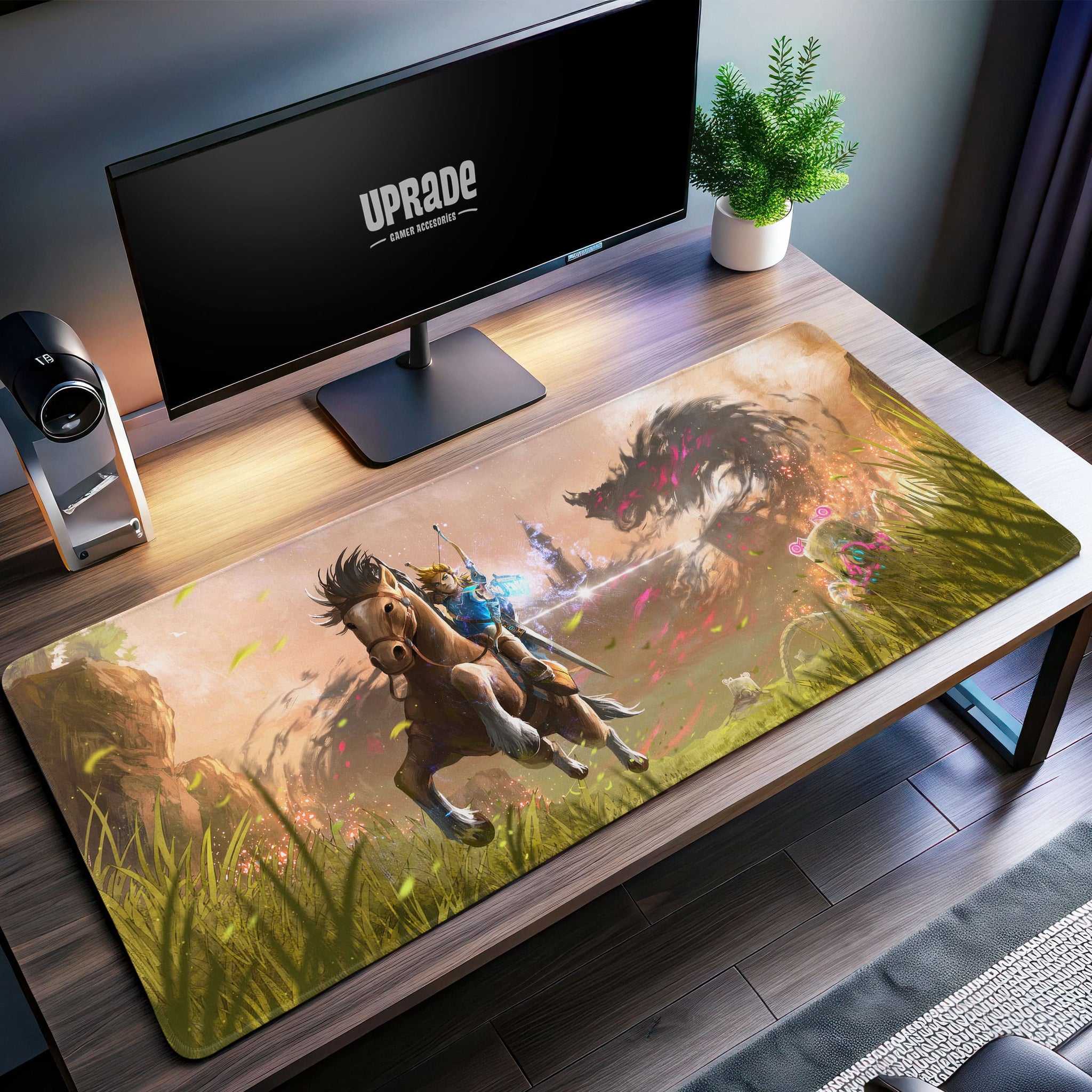 Heroic Battle Desk Mat, Zelda Horseback Adventure Mouse Pad