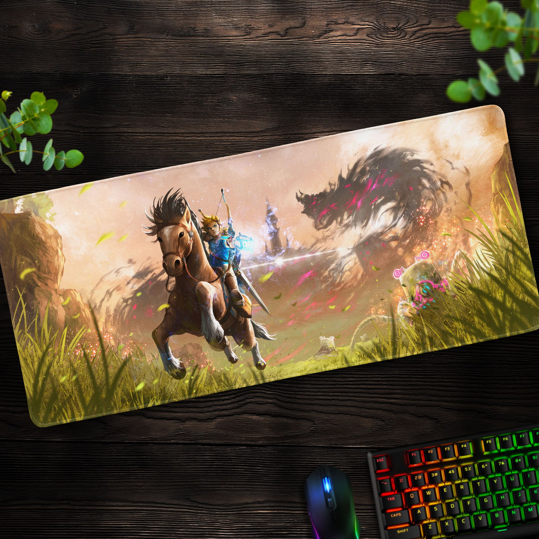 Heroic Battle Desk Mat, Zelda Horseback Adventure Mouse Pad