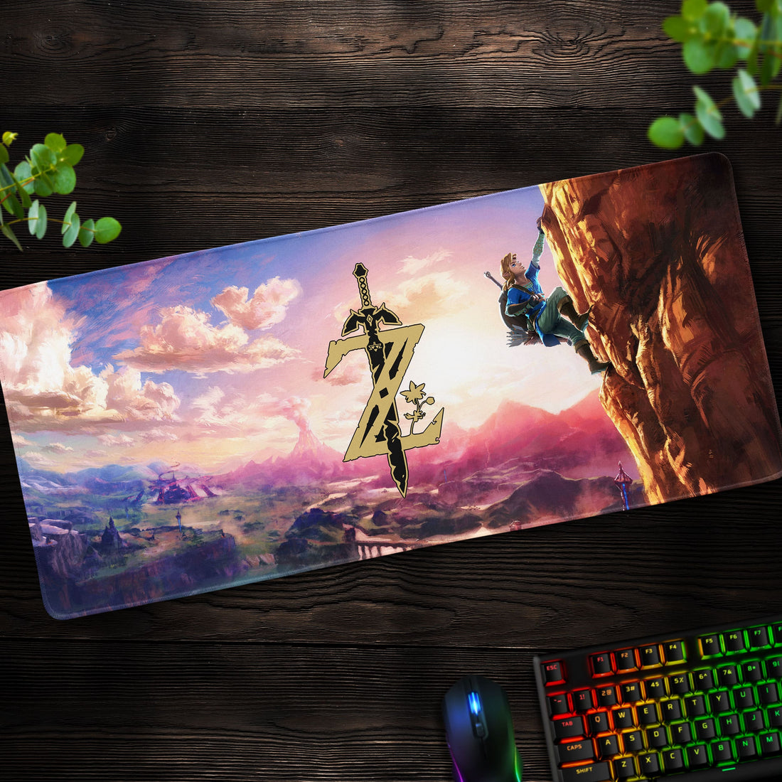 Master Sword Horizon Desk Mat, Zelda Adventure Mouse Pad