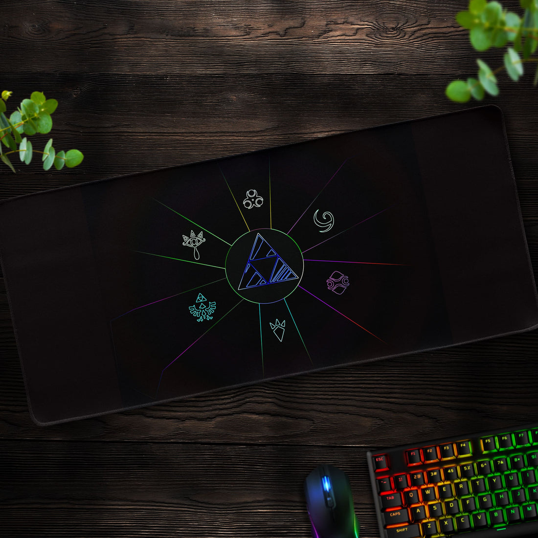 Triforce Radiance Desk Mat, Zelda Symbols Mouse Pad