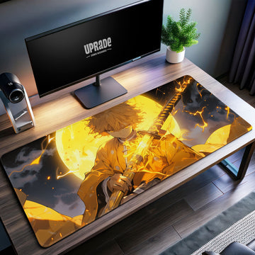 Zenitsu Thunder Breathing Desk Mat, Demon Slayer Anime Mouse Pad