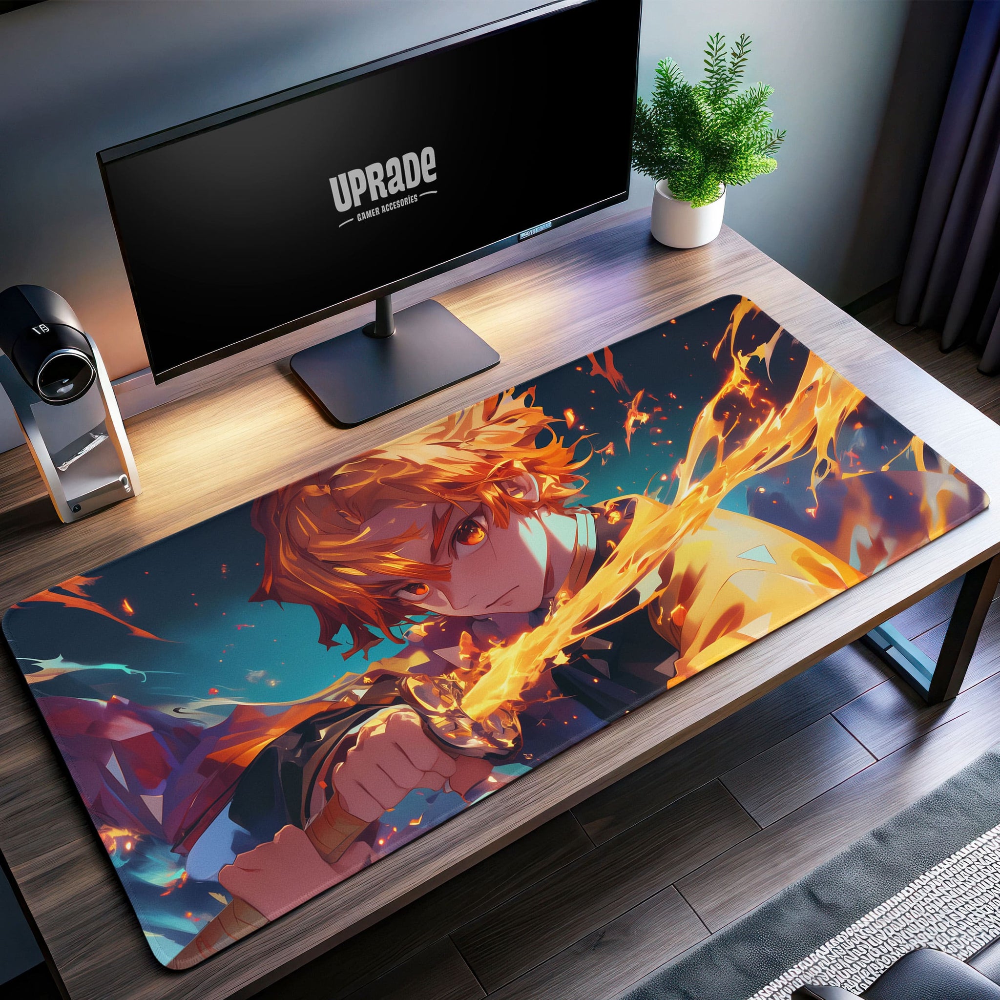 Zenitsu Demon Slayer Desk Mat, Thunder Breathing Mouse Pad