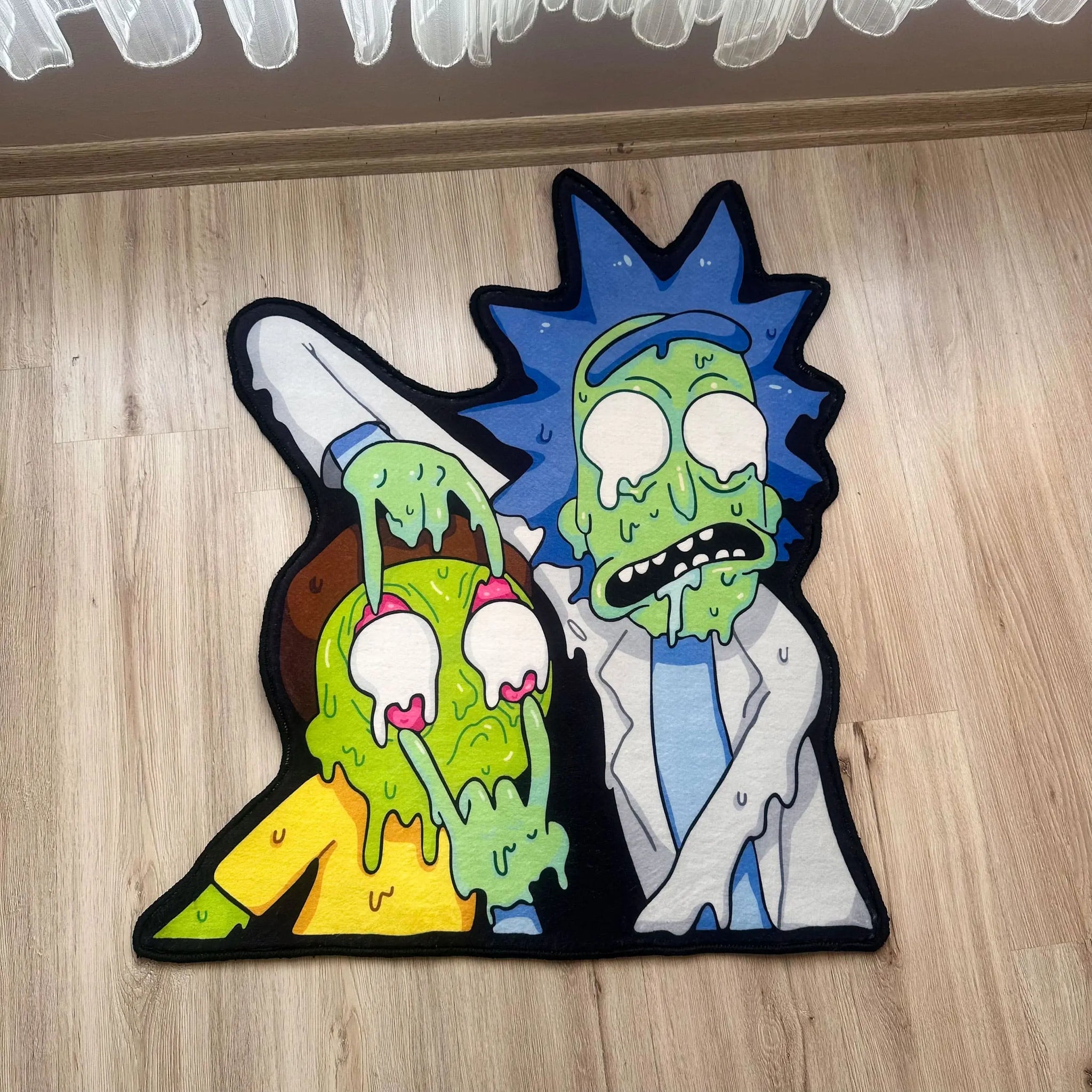 Zombie Rick and Morty Area Rug, Cartoon-Themed Carpet