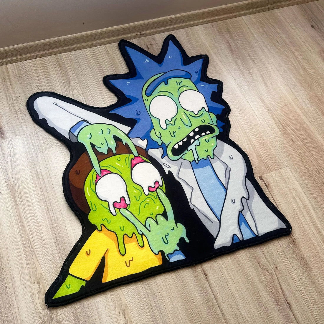 Zombie Rick and Morty Area Rug, Cartoon-Themed Carpet